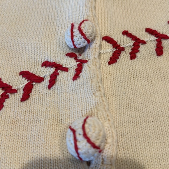 Michael Simon Vintage Sweater - 1999 Baseball - Ivory Red stitching  - sz S - Picture 3 of 6